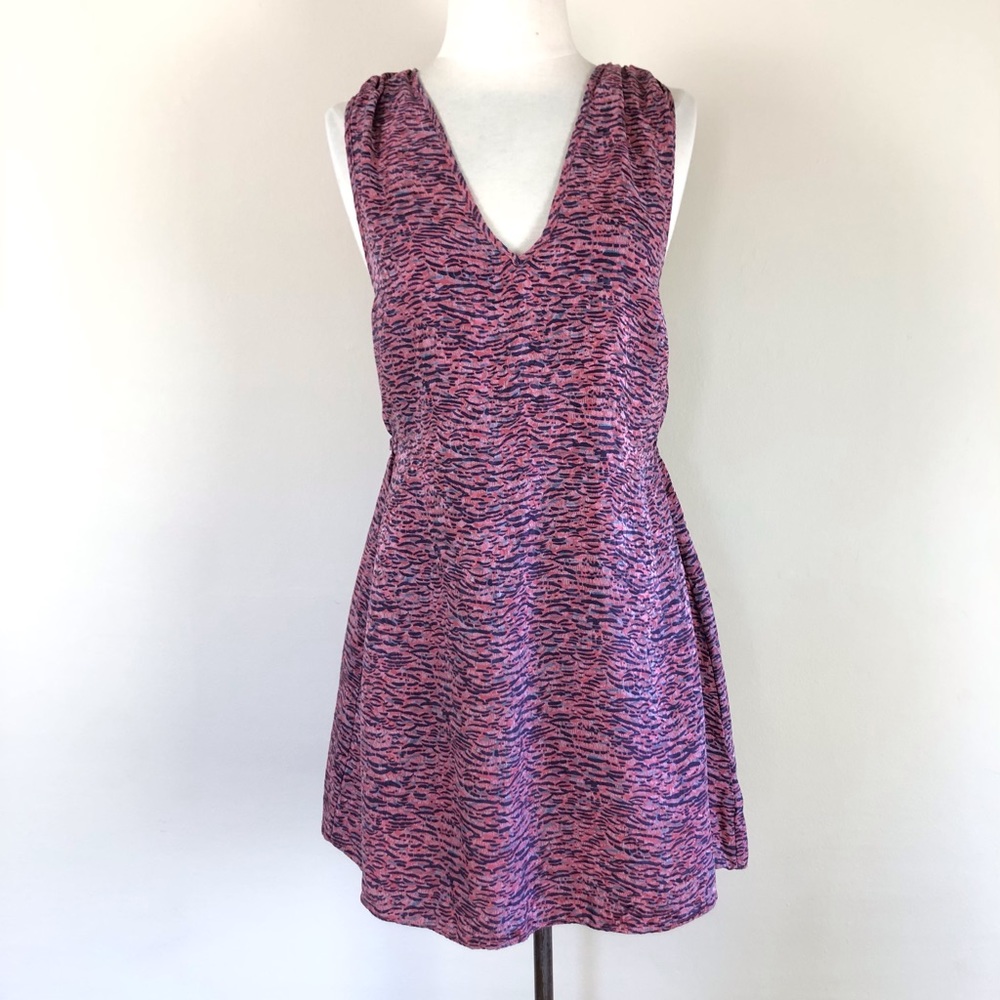 designer silk mini dress open side bust open back sheath dress abstract print - Picture 2 of 11